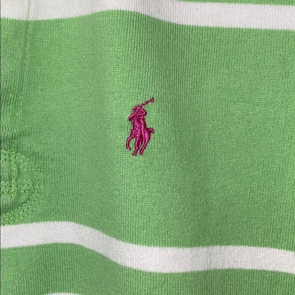 XS Green & White Stripe Ralph Lauren Rugby Polo - Picture 2 of 5